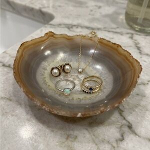 Natural Agate Druzy Jewelry Dish